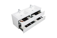 Load image into Gallery viewer, LAVIVA 313AUR-60DGPW-GW Aurora 60&quot; Glossy Polar White Wall Hung Double Sink Bathroom Vanity with White Acrylic Countertop