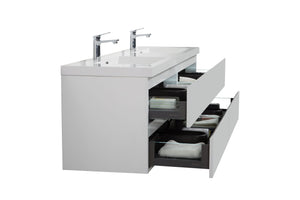 LAVIVA 313AUR-72DGPW-GW Aurora 72" Glossy Polar White Wall Hung Double Sink Bathroom Vanity with White Acrylic Countertop