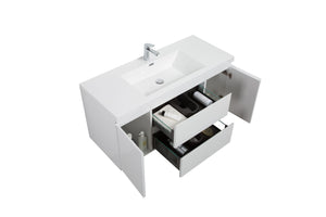 LAVIVA 313AUR-48GPW-GW Aurora 48" Glossy Polar White Wall Hung Bathroom Vanity with White Acrylic Countertop