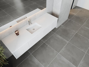 LAVIVA 313LGN-72CAW-MW Legno 72" Alabaster White Single Sink Bathroom Vanity with Matte White VIVA Stone Solid Surface Countertop