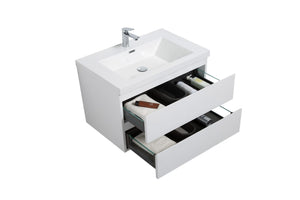 LAVIVA 313AUR-24GPW-GW Aurora 24" Glossy Polar White Wall Hung Bathroom Vanity with White Acrylic Countertop