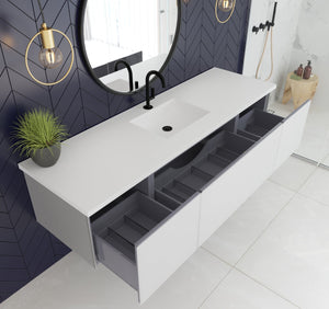 LAVIVA 313VTR-72CCW Vitri 72" Cloud White Single Sink Wall Hung Bathroom Vanity Cabinet