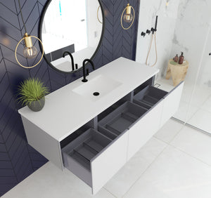 LAVIVA 313VTR-60CCW Vitri 60" Cloud White Single Sink Wall Hung Bathroom Vanity Cabinet