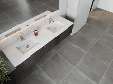 Load image into Gallery viewer, LAVIVA 313LGN-72DCR-MW Legno 72&quot; Carbon Oak Double Sink Bathroom Vanity with Matte White VIVA Stone Solid Surface Countertop