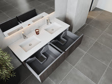 Load image into Gallery viewer, LAVIVA 313LGN-60DCR-MW Legno 60&quot; Carbon Oak Double Sink Bathroom Vanity with Matte White VIVA Stone Solid Surface Countertop