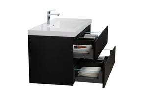 LAVIVA 313AUR-42MMB-GW Aurora 42" Matte Midnight Black Wall Hung Bathroom Vanity with White Acrylic Countertop