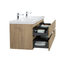 Load image into Gallery viewer, LAVIVA 313AUR-60DSO-GW Aurora 60&quot; Sonoma Oak Wall Hung Double Sink Bathroom Vanity with White Acrylic Countertop