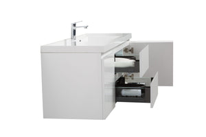 LAVIVA 313AUR-60CGPW-GW Aurora 60" Glossy Polar White Wall Hung Single Sink Bathroom Vanity with White Acrylic Countertop