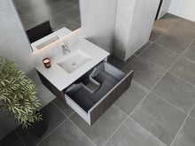 Load image into Gallery viewer, LAVIVA 313LGN-36CR-MW Legno 36&quot; Carbon Oak Bathroom Vanity with Matte White VIVA Stone Solid Surface Countertop