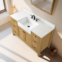 Load image into Gallery viewer, Design Element BK-54-OKM Burbank 54 in Single Sink Oak Bath Vanity with White Quartz Top