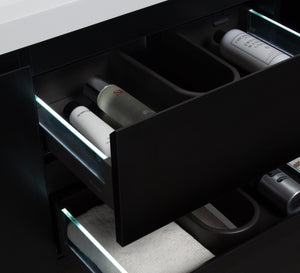 LAVIVA 313AUR-60CMMB-GW Aurora 60" Matte Midnight Black Wall Hung Single Sink Bathroom Vanity with White Acrylic Countertop