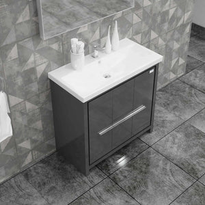 Casa Mare Alessio 32″ Glossy Gray Ceramic Bathroom Vanity - ALESSIO80GG-32-MSC