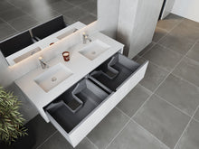 Load image into Gallery viewer, LAVIVA 313LGN-60DAW-MW Legno 60&quot; Alabaster White Double Sink Bathroom Vanity with Matte White VIVA Stone Solid Surface Countertop
