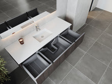Load image into Gallery viewer, LAVIVA 313LGN-66CR-MW Legno 66&quot; Carbon Oak Bathroom Vanity with Matte White VIVA Stone Solid Surface Countertop