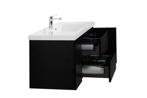 LAVIVA 313AUR-48MMB-GW Aurora 48" Matte Midnight Black Wall Hung Bathroom Vanity with White Acrylic Countertop