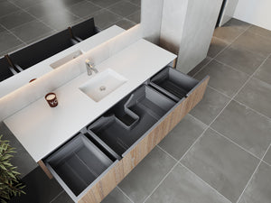 LAVIVA 313LGN-72CWG-MW Legno 72" Weathered Grey Single Sink Bathroom Vanity with Matte White VIVA Stone Solid Surface Countertop