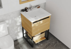 LAVIVA 313SMR-24CO-MW Alto 24" California White Oak Bathroom Vanity with Matte White VIVA Stone Solid Surface Countertop
