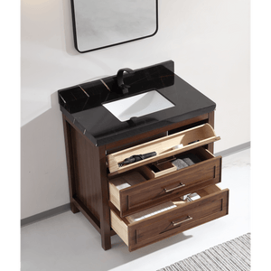 Legion Furniture WK2428-36-EB-WITH BLACK NATURAL TOP 36" EBONY SINK VANITY