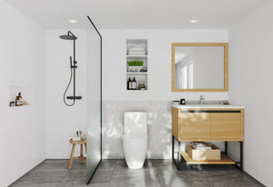 LAVIVA 313SMR-36CO-MW Alto 36" California White Oak Bathroom Vanity with Matte White VIVA Stone Solid Surface Countertop