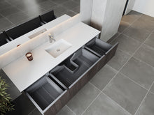 Load image into Gallery viewer, LAVIVA 313LGN-72CCR-MW Legno 72&quot; Carbon Oak Single Sink Bathroom Vanity with Matte White VIVA Stone Solid Surface Countertop