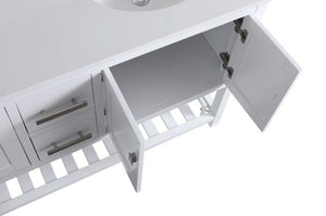 Design Element DEC055-60-W-CB Monaco 60-in White Bathroom Vanity Base Cabinet without Top