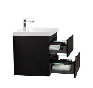 LAVIVA 313AUR-24MMB-GW Aurora 24" Matte Midnight Black Wall Hung Bathroom Vanity with White Acrylic Countertop