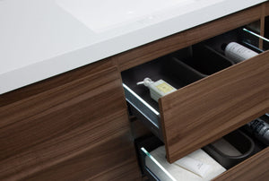 LAVIVA 313AUR-60CSW-GW Aurora 60" Smokey Walnut Wall Hung Single Sink Bathroom Vanity with White Acrylic Countertop