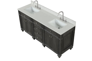 Design Element WN-72-GY Winston 72" Double Sink Bathroom Vanity in Gray