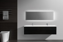 Load image into Gallery viewer, LAVIVA 313AUR-84DMMB-GW Aurora 84&quot; Matte Midnight Black Wall Hung Double Sink Bathroom Vanity with White Acrylic Countertop