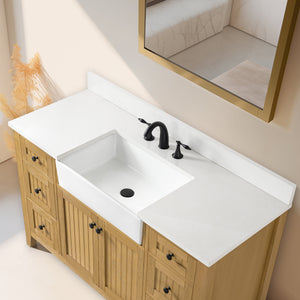 Design Element BK-54-OKM Burbank 54 in Single Sink Oak Bath Vanity with White Quartz Top