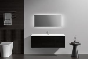 LAVIVA 313AUR-60CMMB-GW Aurora 60" Matte Midnight Black Wall Hung Single Sink Bathroom Vanity with White Acrylic Countertop
