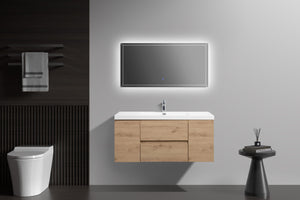 LAVIVA 313AUR-48SO-GW Aurora 48" Sonoma Oak Wall Hung Bathroom Vanity with White Acrylic Countertop