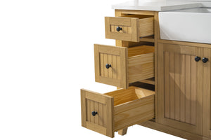 Design Element BK-54-OKM Burbank 54 in Single Sink Oak Bath Vanity with White Quartz Top