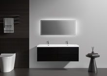 Load image into Gallery viewer, LAVIVA 313AUR-60DMMB-GW Aurora 60&quot; Matte Midnight Black Wall Hung Double Sink Bathroom Vanity with White Acrylic Countertop