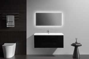 LAVIVA 313AUR-48MMB-GW Aurora 48" Matte Midnight Black Wall Hung Bathroom Vanity with White Acrylic Countertop