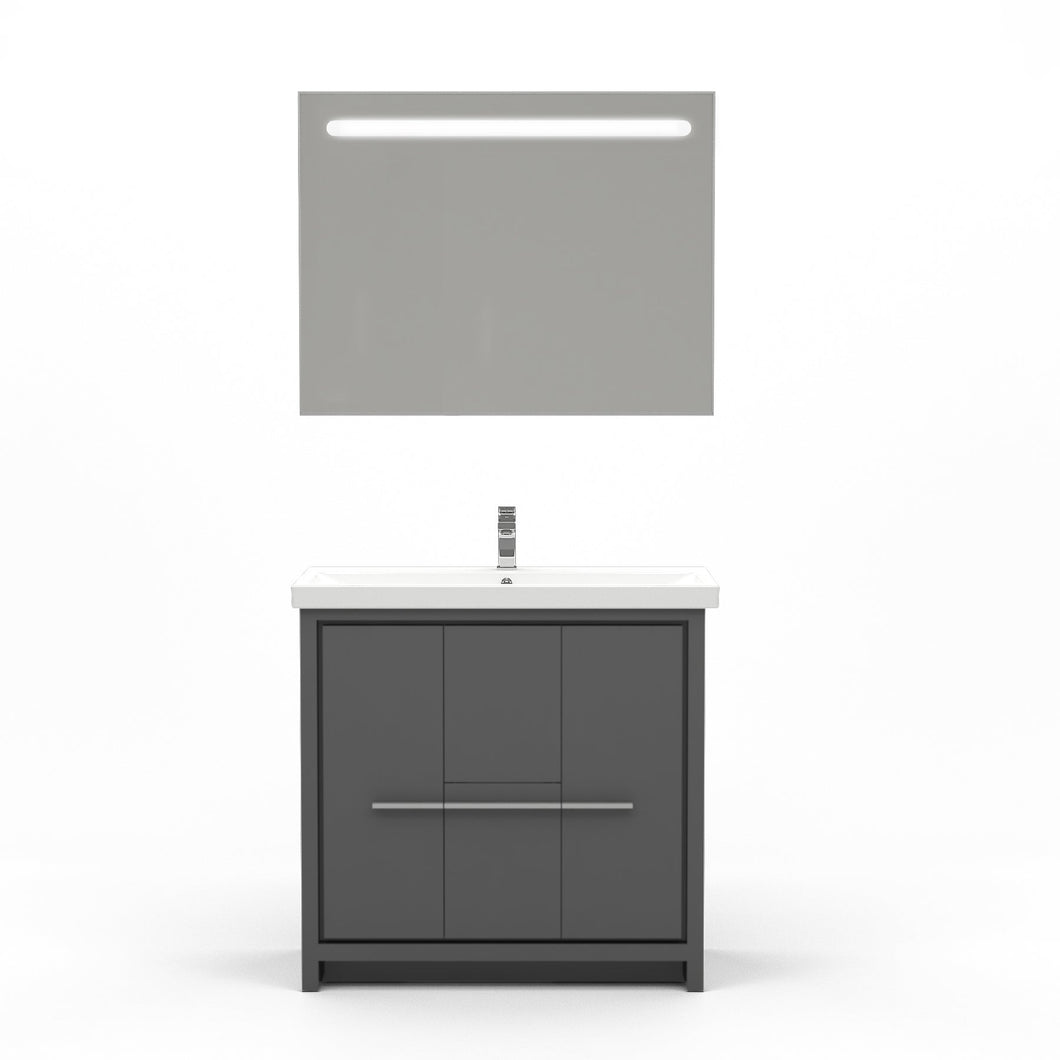 Casa Mare Alessio 32″ Glossy Gray Ceramic Bathroom Vanity - ALESSIO80GG-32-MSC