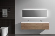 Load image into Gallery viewer, LAVIVA 313AUR-84DSO-GW Aurora 84&quot; Sonoma Oak Wall Hung Double Sink Bathroom Vanity with White Acrylic Countertop