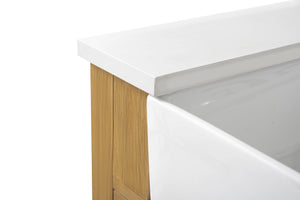 Design Element BK-36-OKM Burbank 36-in Oak Farmhouse Single Sink Bathroom Vanity with White Quartz Top