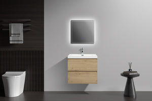 LAVIVA 313AUR-24SO-GW Aurora 24" Sonoma Oak Wall Hung Bathroom Vanity with White Acrylic Countertop