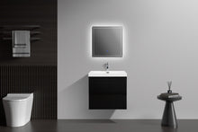 Load image into Gallery viewer, LAVIVA 313AUR-24MMB-GW Aurora 24&quot; Matte Midnight Black Wall Hung Bathroom Vanity with White Acrylic Countertop