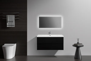 LAVIVA 313AUR-42MMB-GW Aurora 42" Matte Midnight Black Wall Hung Bathroom Vanity with White Acrylic Countertop