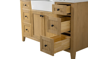 Design Element BK-54-OKM Burbank 54 in Single Sink Oak Bath Vanity with White Quartz Top