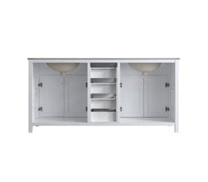 Design Element DEC076B-W-CB London 71-in White Bathroom Vanity Base Cabinet without Top