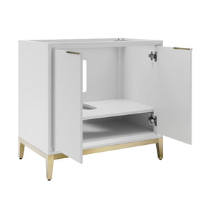 Fresca FCB4036WH-BG-CWH-U Wellington 36" Freestanding Bathroom Cabinet with Top & Sink in White