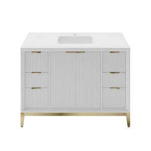 Fresca FCB4048WH-BG-CWH-U Wellington 48" Freestanding Bathroom Cabinet with Top & Sink in White