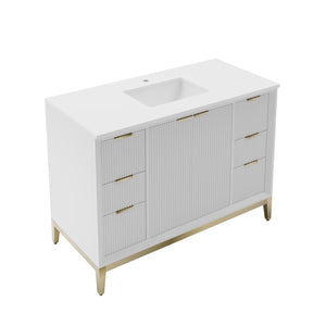 Fresca FCB4048WH-BG-CWH-U Wellington 48" Freestanding Bathroom Cabinet with Top & Sink in White