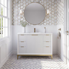 Load image into Gallery viewer, Fresca FCB4048WH-BG-CWH-U Wellington 48&quot; Freestanding Bathroom Cabinet with Top &amp; Sink in White