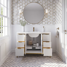 Load image into Gallery viewer, Fresca FCB4048WH-BG-CWH-U Wellington 48&quot; Freestanding Bathroom Cabinet with Top &amp; Sink in White