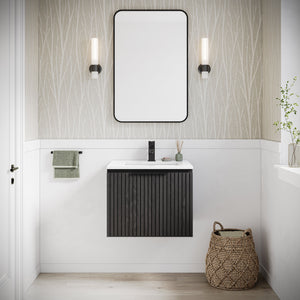 Fresca FCB4124BOAK-CWH-U Elliot 24" Floating Bathroom Cabinet with Top & Sink in Onyx Oak