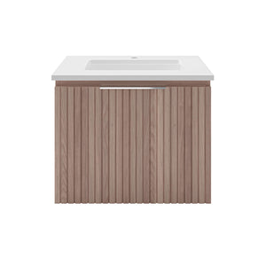 Fresca FCB4124OAK-CWH-U Elliot 24" Floating Bathroom Cabinet with Top & Sink in Vanilla Oak